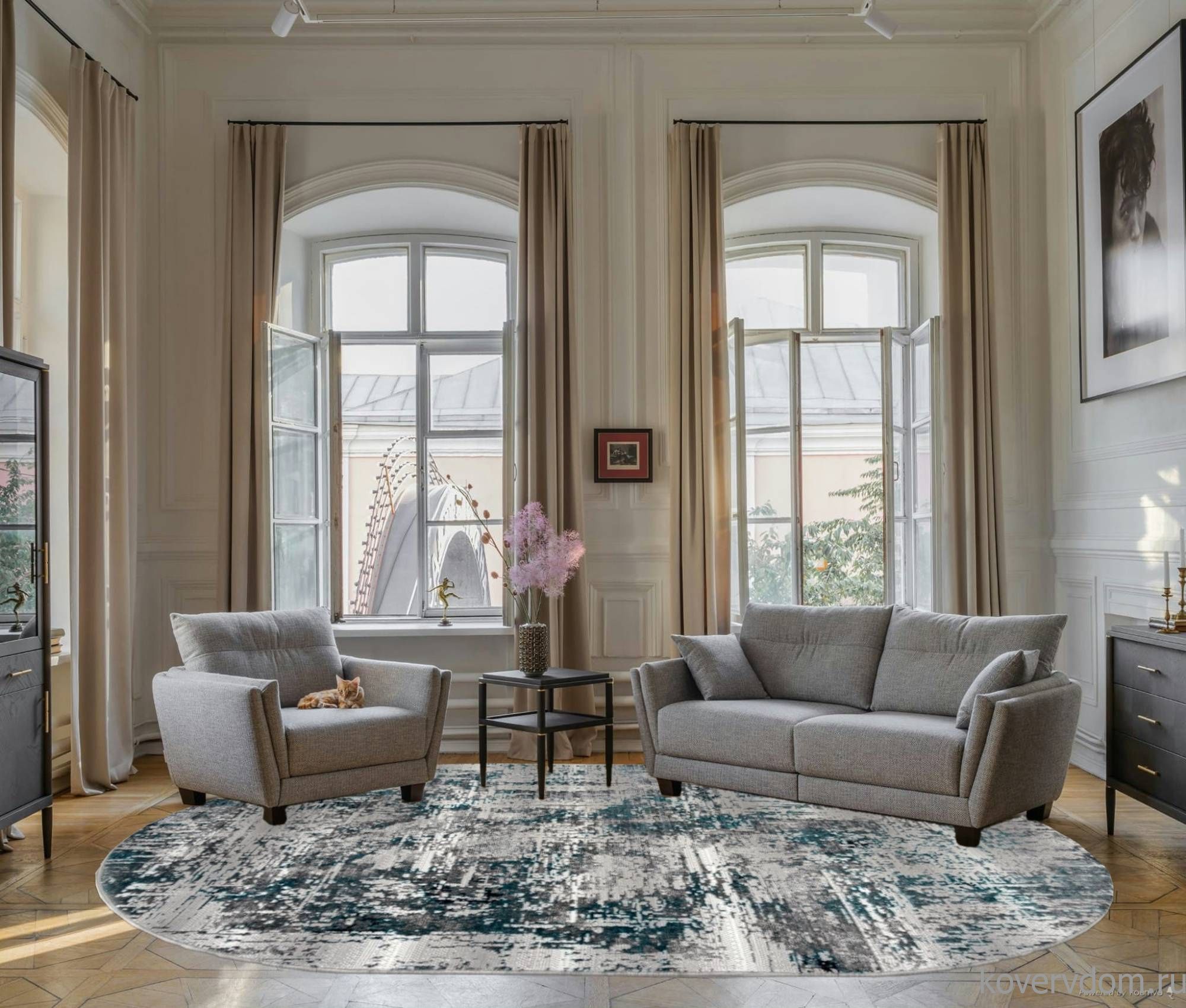 Ковер PARADIZE 00065A TURQUOISE / GREY Овал