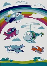 Круглый детский ковер Sonic Kids Самолеты 3333 IA1 W
