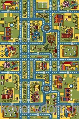 Детский ковер Городок с дорогами Кристэл С024 green