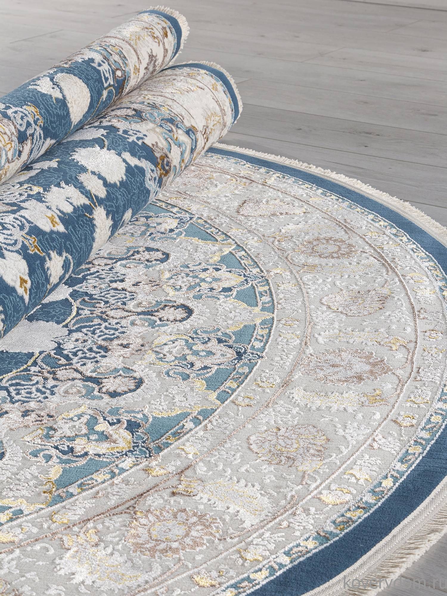 Ковер ZARINA A050B D.BLUE SHIRINK / CREAM Овал