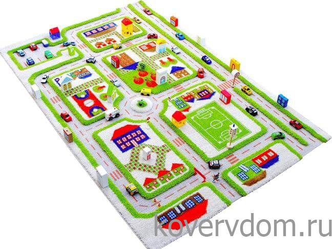 Детский развивающий игровой рельефный 3D ковер Городской Траффик арт.134Х180 зеленый