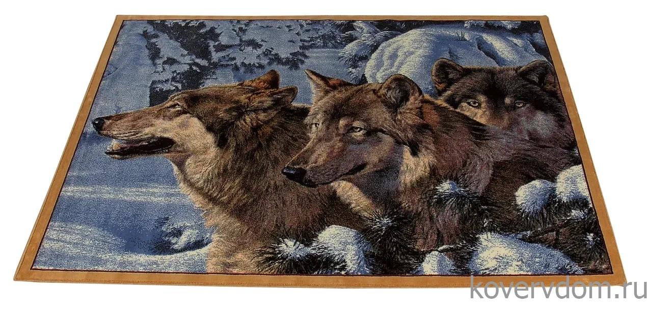 Шерстяной пейзажный ковер Hunnu 6S1011 82 волки Шерстяной пейзажный ковер Hunnu 6S1011 82 волки