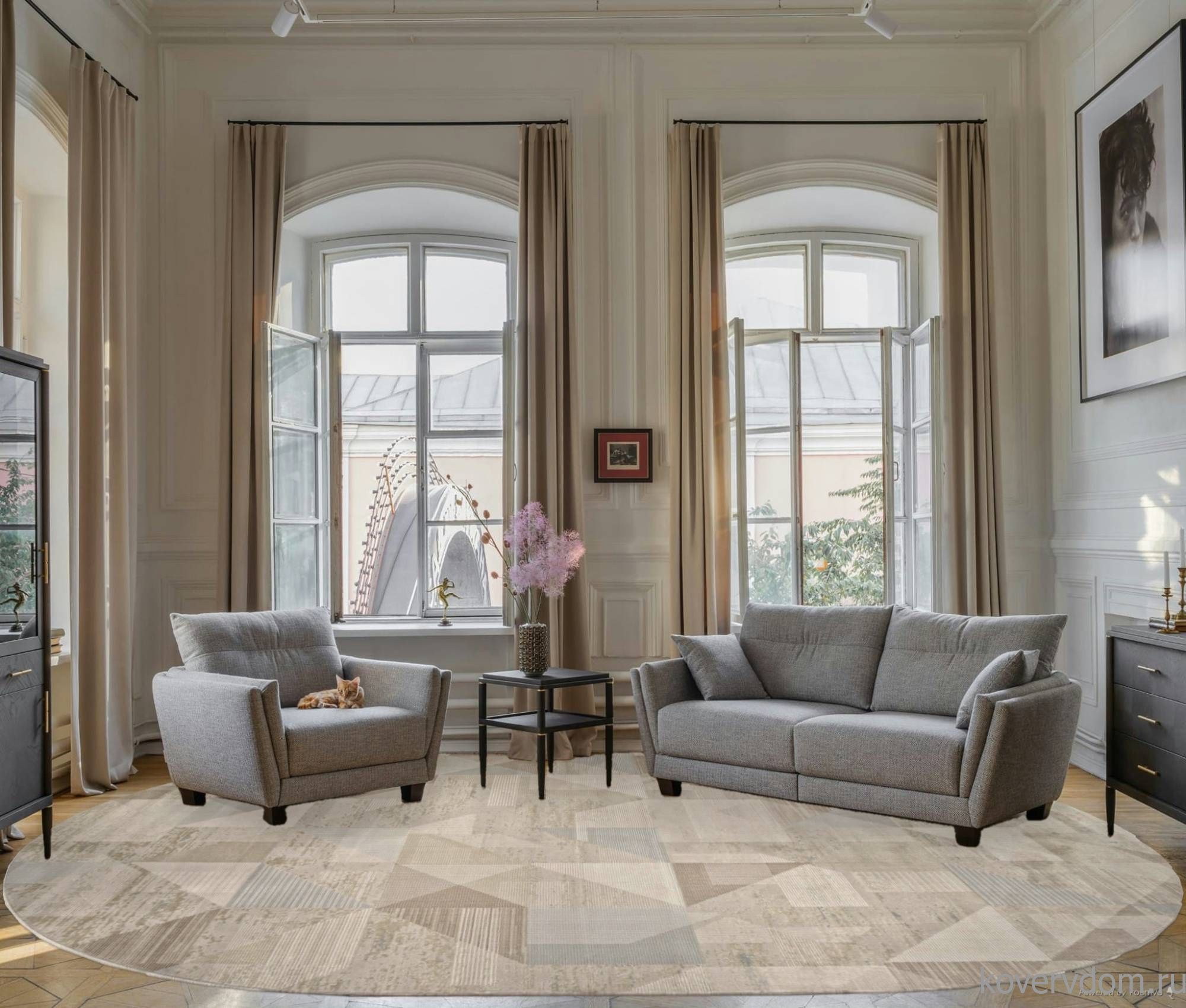 Ковер AFINA F416AD BEIGE / L.BROWN Овал Ковер AFINA F416AD BEIGE / L.BROWN Овал